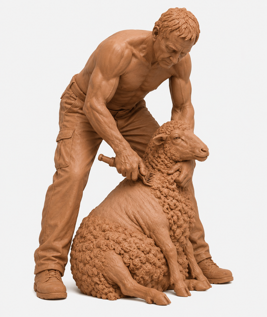 SW9503 Male Farmer Topless Sheering Sheep