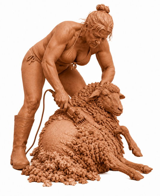 SW9504 Female Farmer wearing Bikini Sheering Sheep