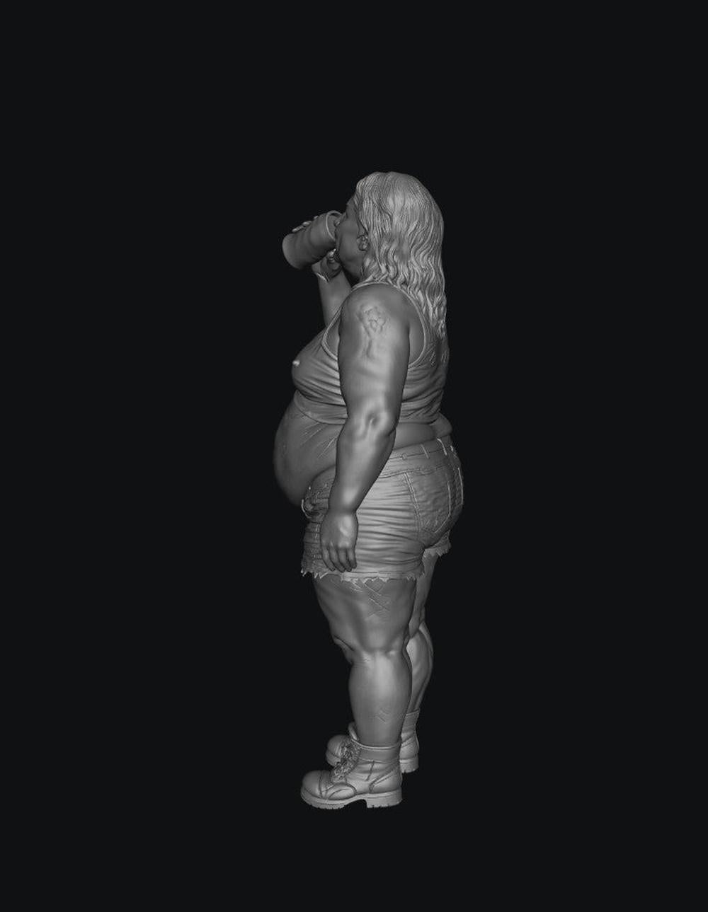SW9568 People Drinking Fat Female 2 1:35/1:32 Scale 'Hand Painted'