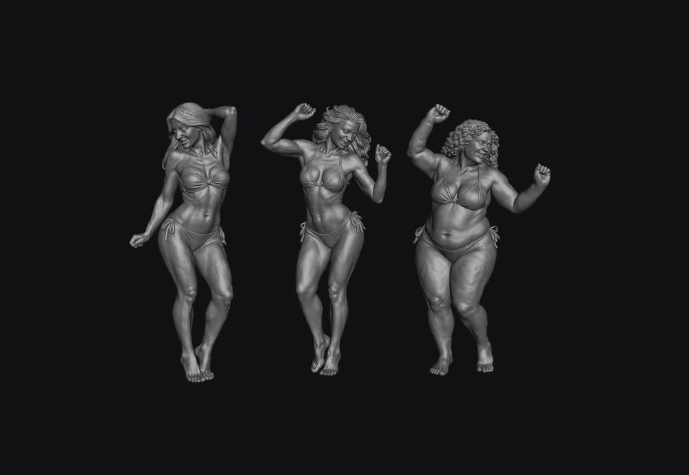 SW9593 3 dancing Bikini Girls 1:35/1:32 Scale 'Hand Painted'