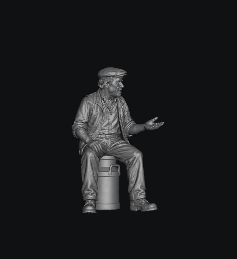 SW8333 Male Farmer Sitting on Milk Churns Chatting 3 1:35/1:32 Scale 'Hand Painted'