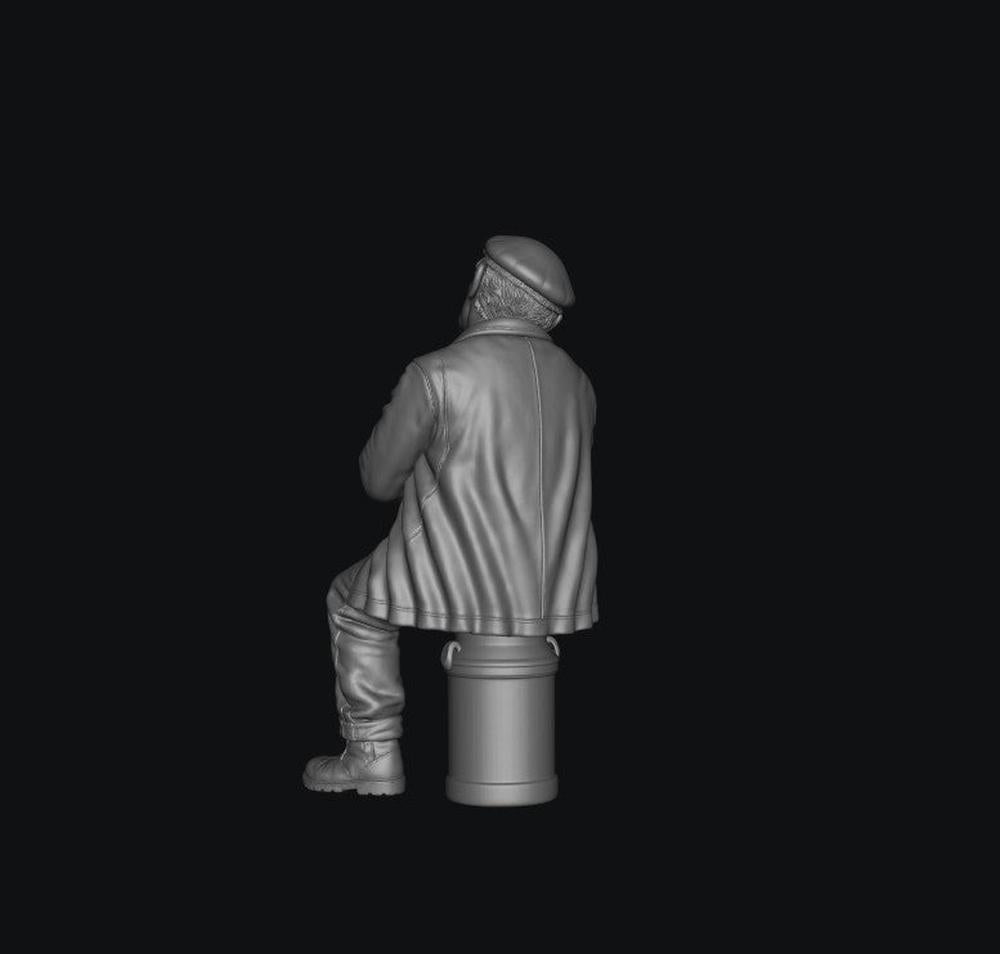 SW8333 Male Farmer Sitting on Milk Churns Sleeping 5 1:35/1:32 Scale 'Hand Painted'
