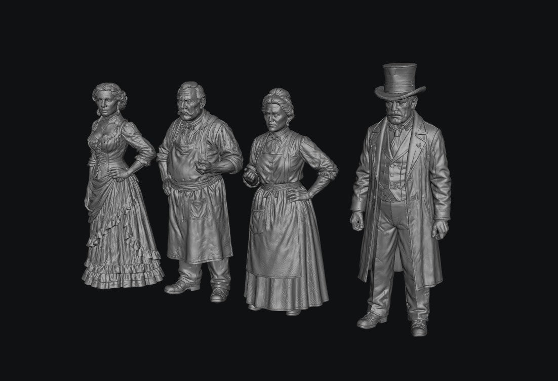 SW3335 Wild West Shop Keepers-Undertaker-Bar Girl 1:35/1:32 Scale 'Hand Painted'