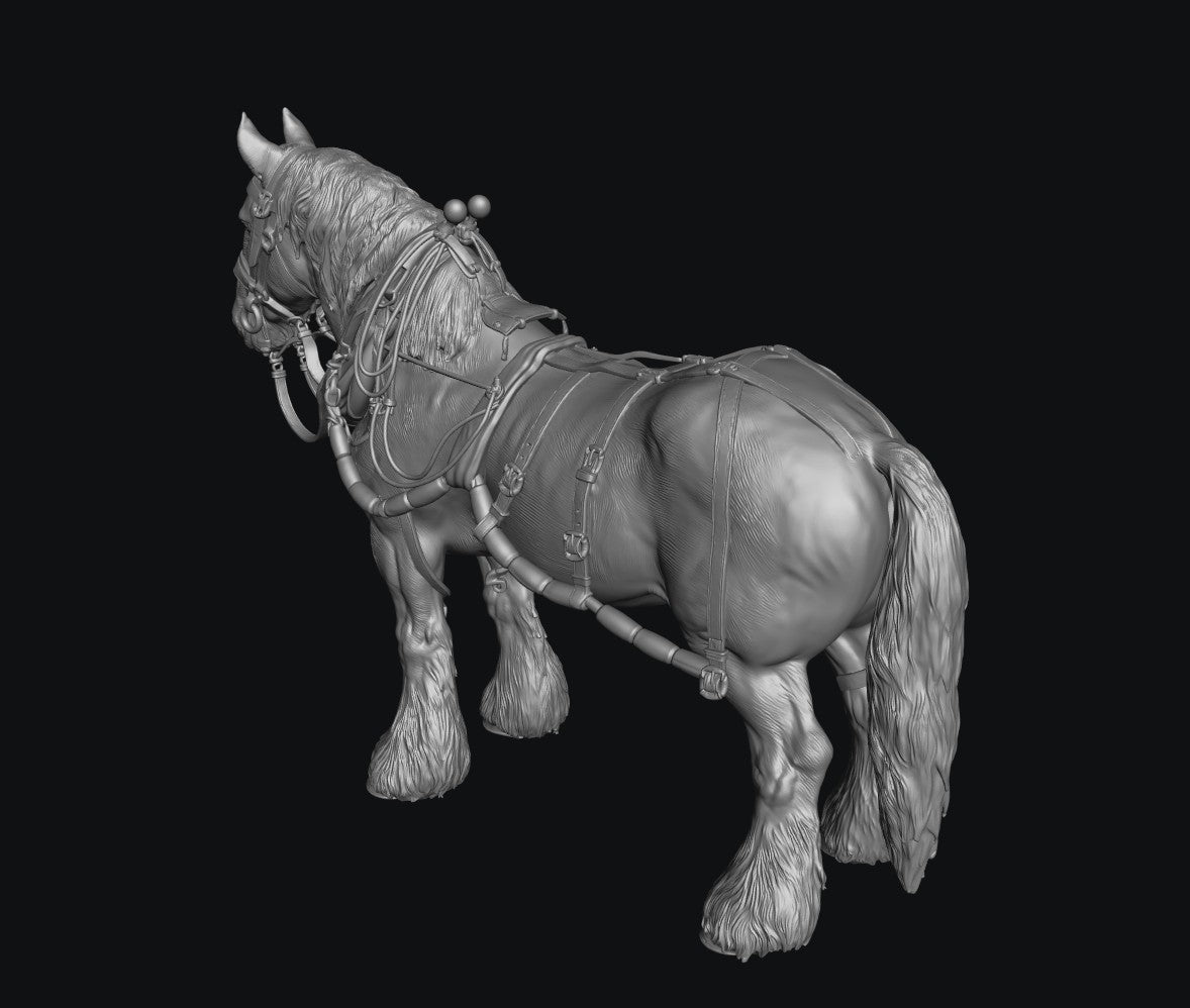 SWF004 Shire Horse A with Canal Boat Pulling Harness