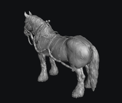 SWF004 Shire Horse A with Canal Boat Pulling Harness