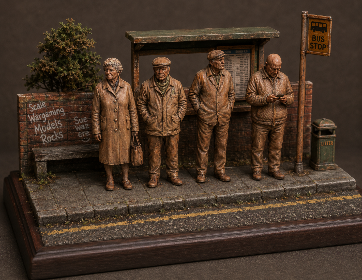 SW5013 Pensioners waiting for Bus 1:35/1:32 Scale 'Hand Painted'