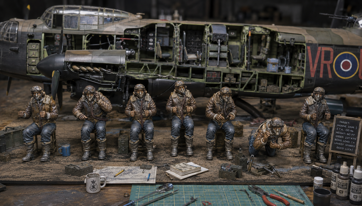SW2209 WWII RAF Bomber Aircrew Figures 1:35/1:32 Scale 'Hand Painted'