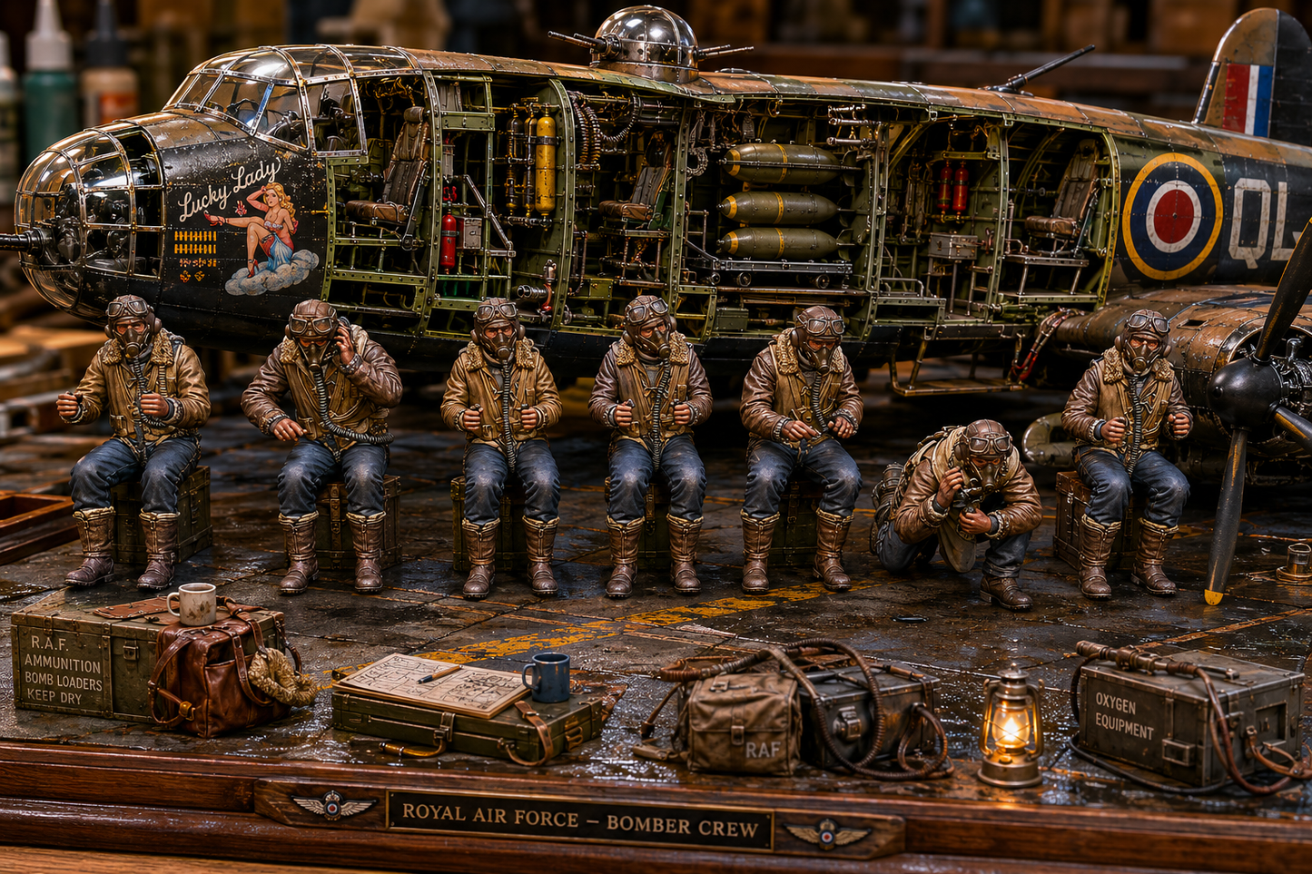 SW2209 WWII RAF Bomber Aircrew Figures 1:35/1:32 Scale 'Hand Painted'