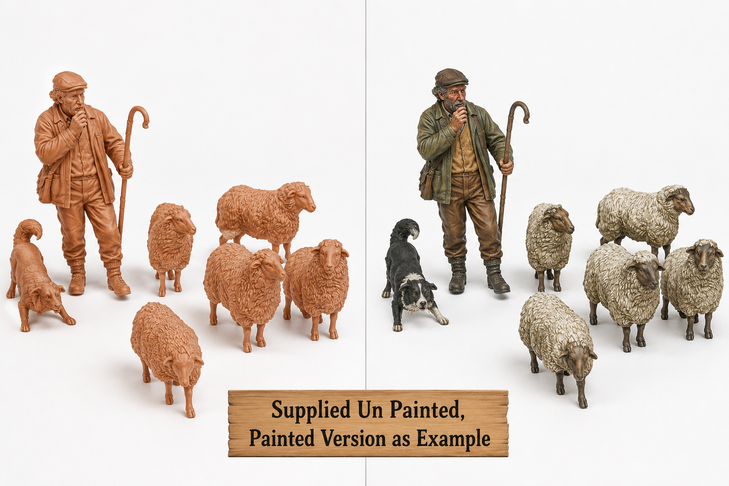 SW9337 Shepherd and Sheep 1:35/1:32 Scale 'Hand Painted'