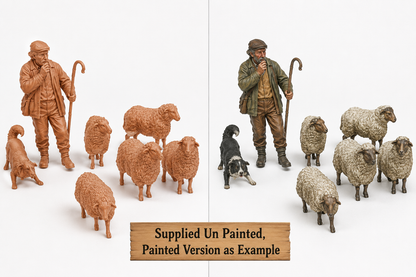 SW9337 Shepherd and Sheep 1:35/1:32 Scale 'Hand Painted'