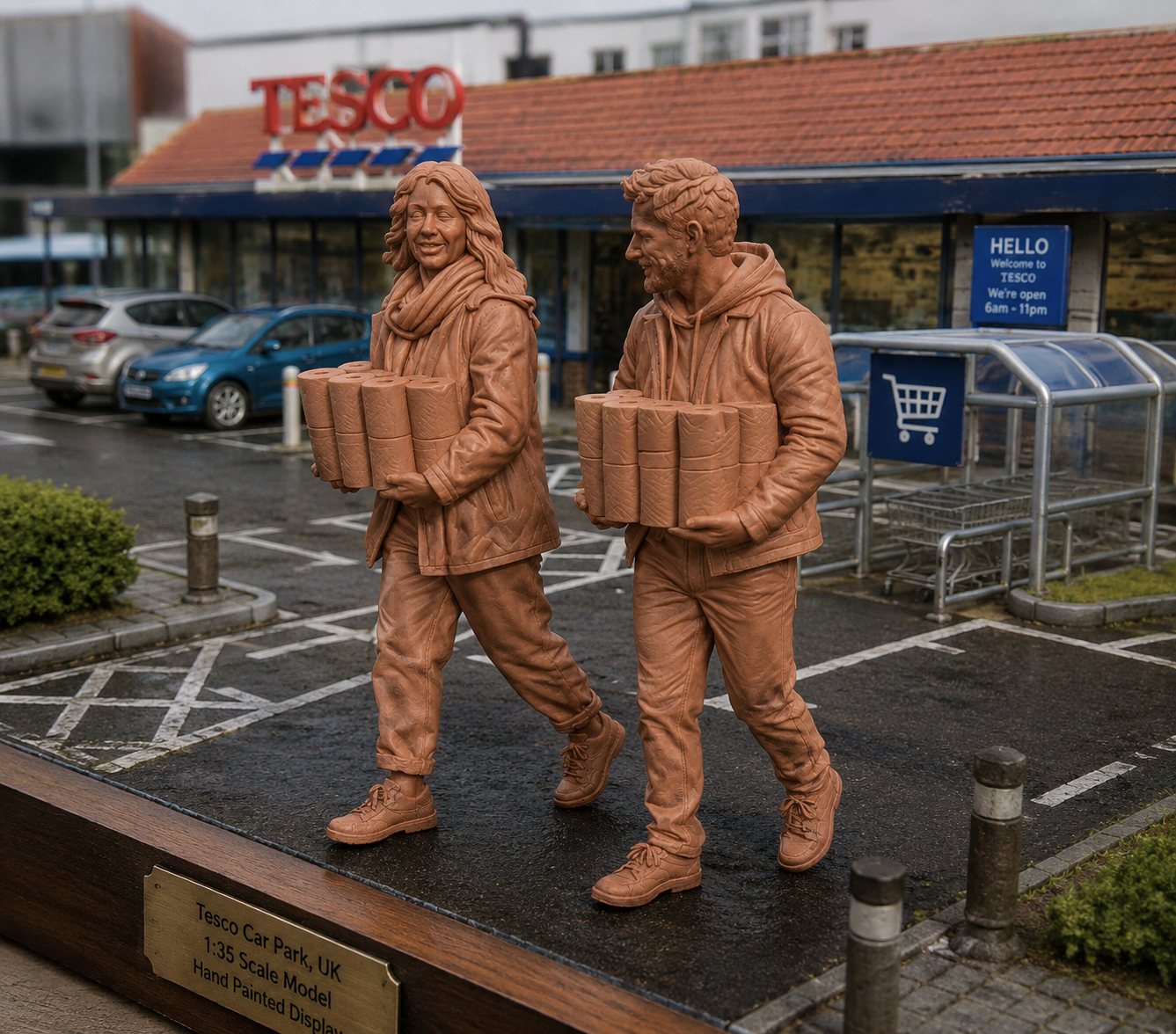 SW9345 2 People with toilet rolls 1:35/1:32 Scale 'Hand Painted'