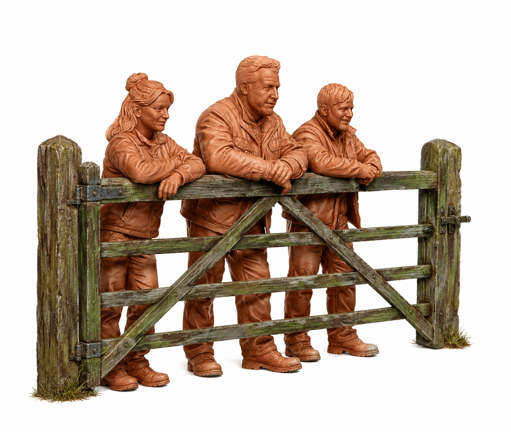 SW9559 Harriet-Jeremy-Kaleb looking over Gate - Clarkson's Farm 1:35/1:32 Scale 'Hand Painted'