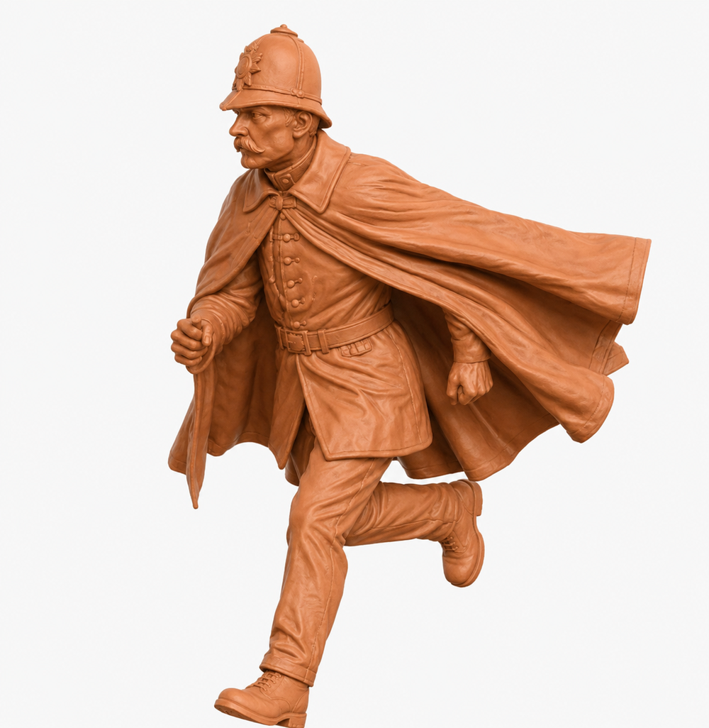 SW9574 Victorian-Edwardian Police Running in Cape 1:35/1:32 Scale 'Hand Painted'
