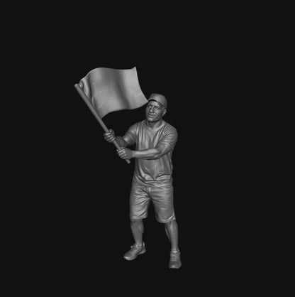 WOSC001 - Race Day Spectator - Male Waving Medium Flag