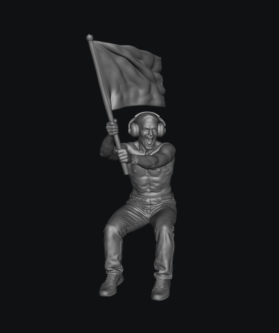 WOSC008 - Race Day Spectator - Flag Bearer in Motion