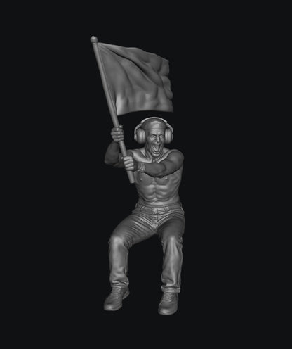 WOSC008 - Race Day Spectator - Flag Bearer in Motion