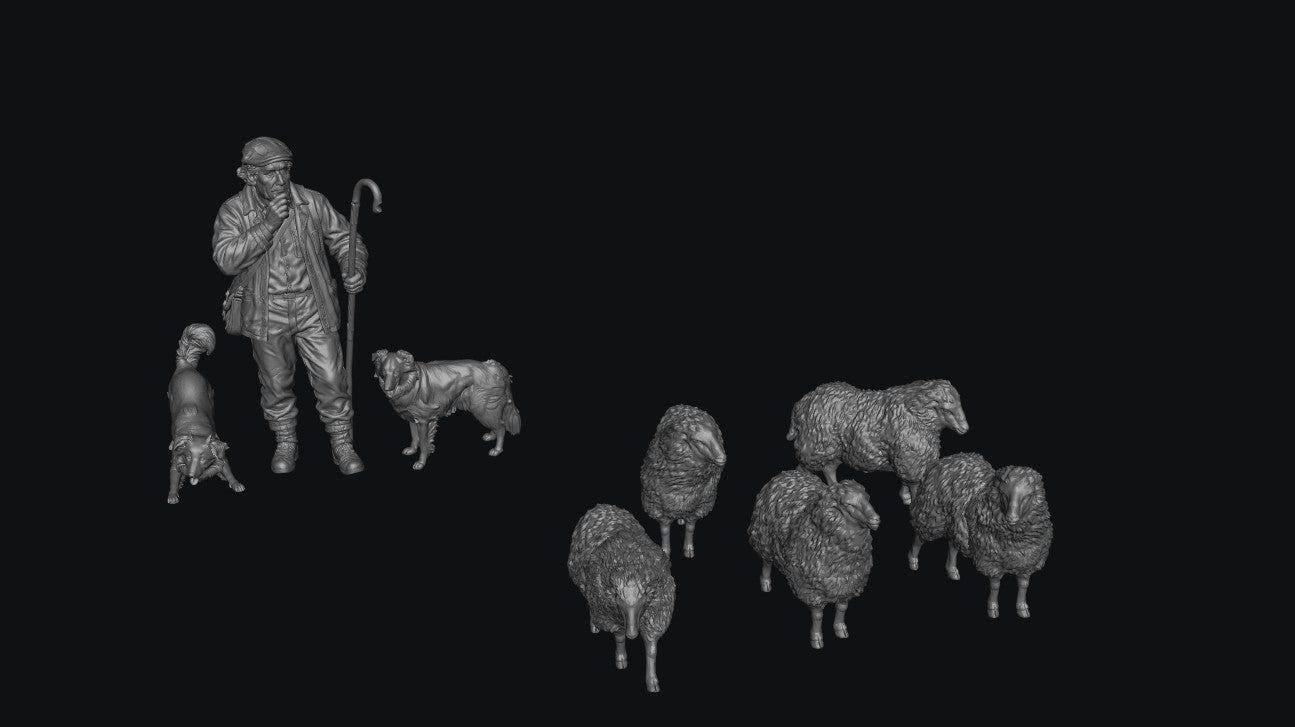 SW9337 Shepherd and Sheep 1:35/1:32 Scale 'Hand Painted'