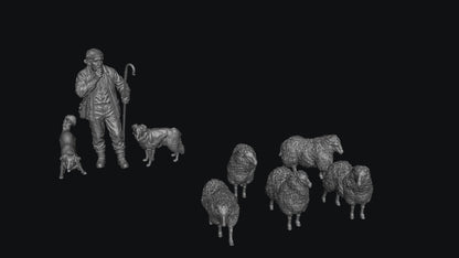 SW9337 Shepherd and Sheep 1:35/1:32 Scale 'Hand Painted'