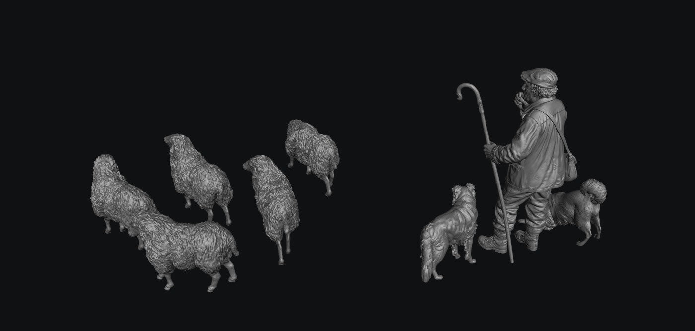 SW9337 Shepherd and Sheep 1:35/1:32 Scale 'Hand Painted'