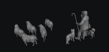 SW9337 Shepherd and Sheep 1:35/1:32 Scale 'Hand Painted'