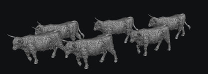 SWF002 Highland Cows Walking x 6