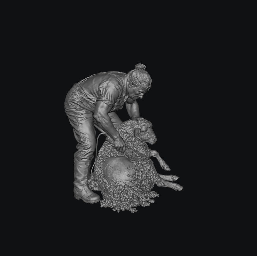 SW9502 Female Farmer Sheering Sheep