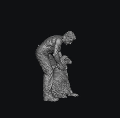 SW9503 Male Farmer Topless Sheering Sheep