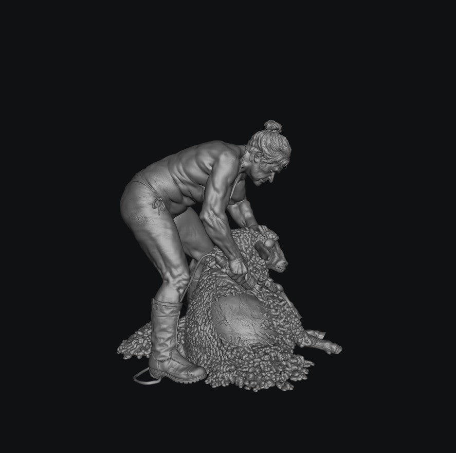 SW9504 Female Farmer wearing Bikini Sheering Sheep