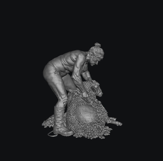 SW9504 Female Farmer wearing Bikini Sheering Sheep