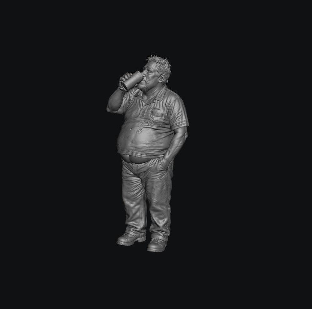 SW9568 People Drinking Fat Male 1 1:35/1:32 Scale 'Hand Painted'