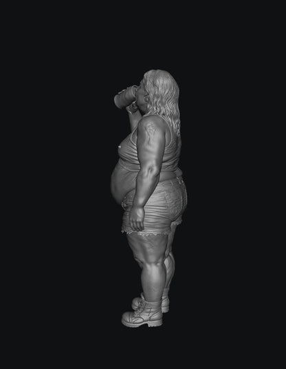 SW9568 People Drinking Fat Female 2 1:35/1:32 Scale 'Hand Painted'