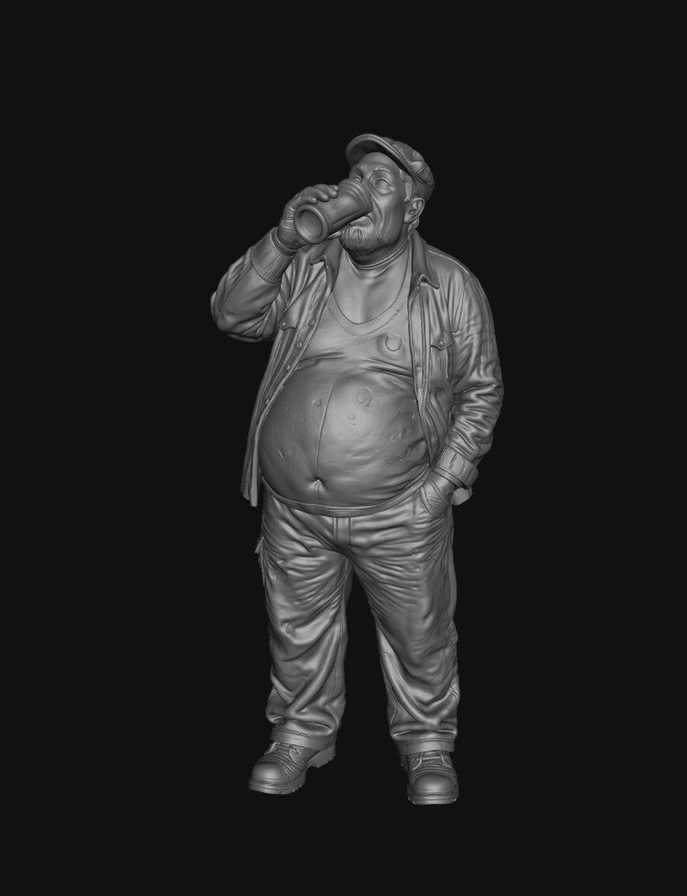 SW9568 People Drinking Fat Male 4 1:35/1:32 Scale 'Hand Painted'