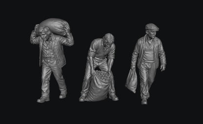 SW9599 3 Coal Men from the 1970's 1:35/1:32 Scale 'Hand Painted'
