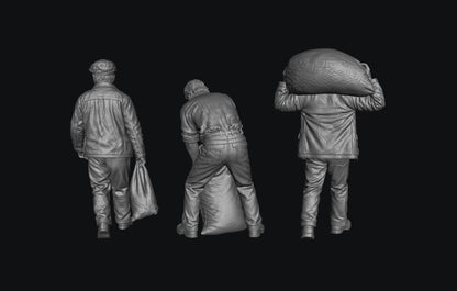 SW9599 3 Coal Men from the 1970's 1:35/1:32 Scale 'Hand Painted'