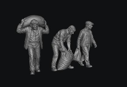 SW9599 3 Coal Men from the 1970's 1:35/1:32 Scale 'Hand Painted'