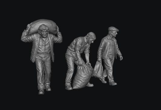 SW9599 3 Coal Men from the 1970's 1:35/1:32 Scale 'Hand Painted'