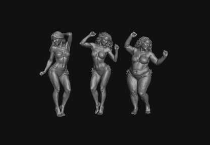 SW9593 3 dancing Bikini Girls 1:35/1:32 Scale 'Hand Painted'