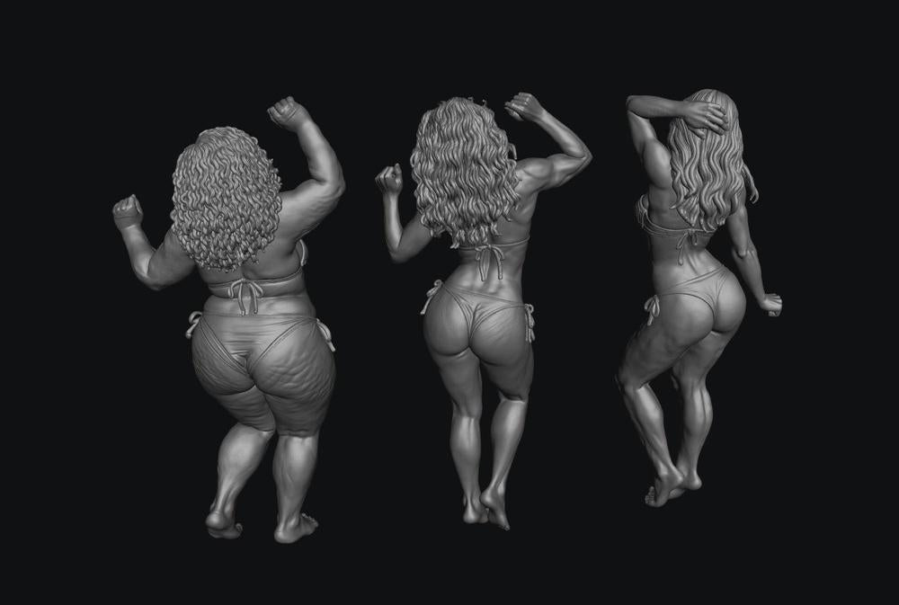 SW9593 3 dancing Bikini Girls 1:35/1:32 Scale 'Hand Painted'