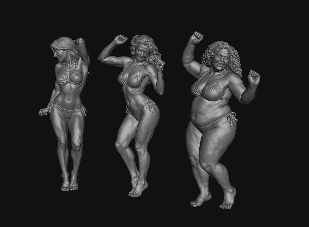 SW9593 3 dancing Bikini Girls 1:35/1:32 Scale 'Hand Painted'