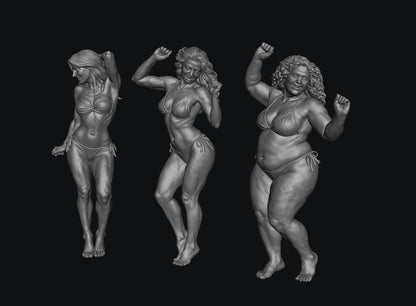 SW9593 3 dancing Bikini Girls 1:35/1:32 Scale 'Hand Painted'