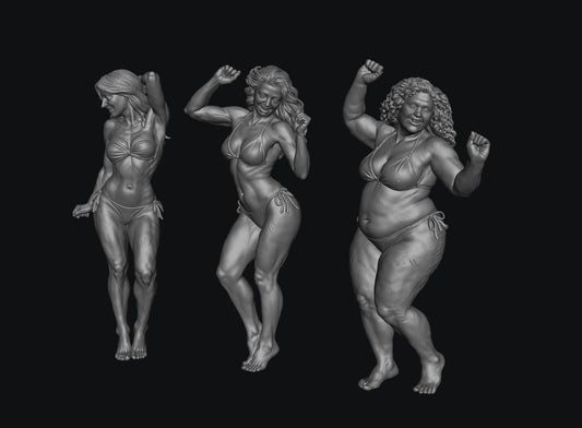 SW9593 3 dancing Bikini Girls 1:35/1:32 Scale 'Hand Painted'