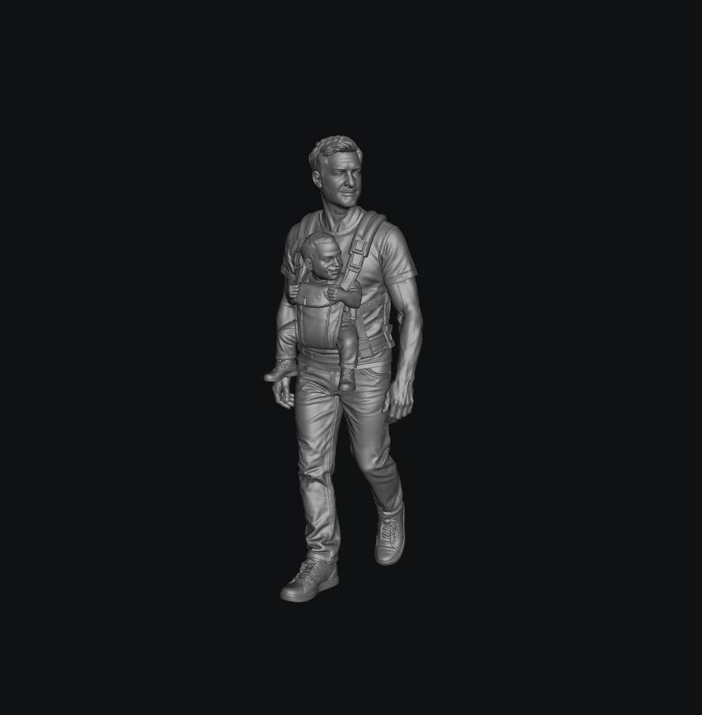 SW8300 Dad Carrying Baby in Harness 1:35/1:32 Scale 'Hand Painted'