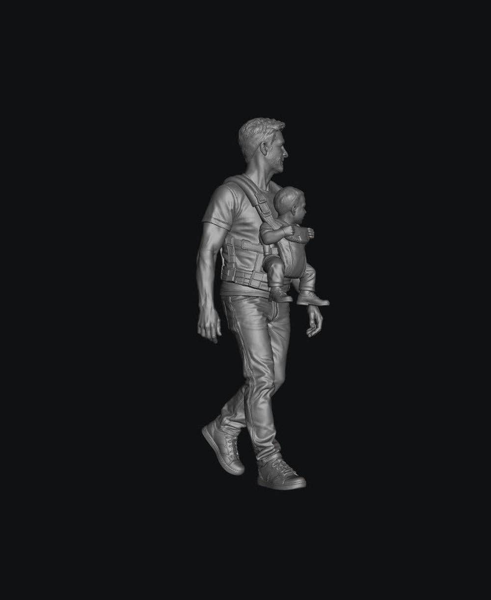 SW8300 Dad Carrying Baby in Harness 1:35/1:32 Scale 'Hand Painted'
