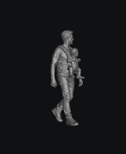 SW8300 Dad Carrying Baby in Harness 1:35/1:32 Scale 'Hand Painted'