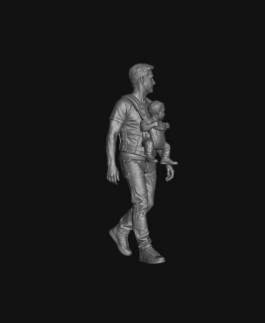 SW8300 Dad Carrying Baby in Harness 1:35/1:32 Scale 'Hand Painted'