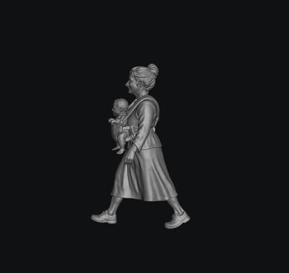 SW8300 Grandma Carrying Baby in Harness 2 1:35/1:32 Scale 'Hand Painted'