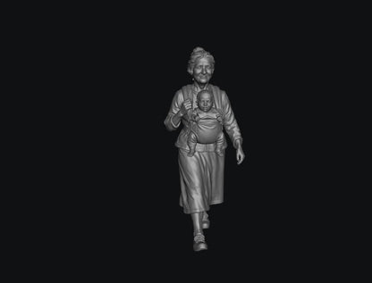 SW8300 Grandma Carrying Baby in Harness 2 1:35/1:32 Scale 'Hand Painted'