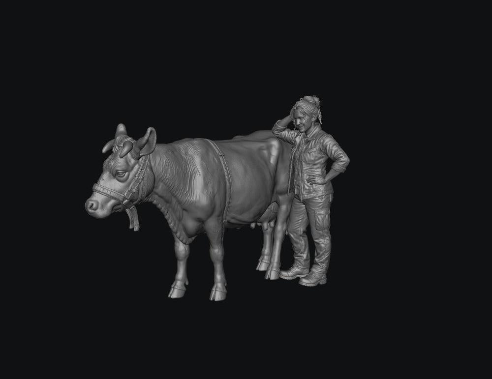 SW8309 Modern Female Farmer and Dairy Cow 1:35/1:32 Scale 'Hand Painted'