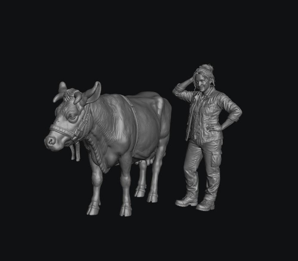 SW8309 Modern Female Farmer and Dairy Cow 1:35/1:32 Scale 'Hand Painted'