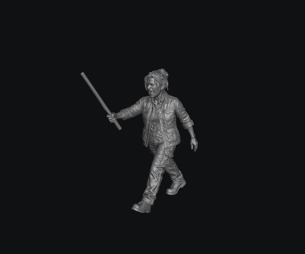 SW8326 Female Farmer Shouting and Waving Polypipe to Get Cows Moving 1:35/1:32 Scale 'Hand Painted'